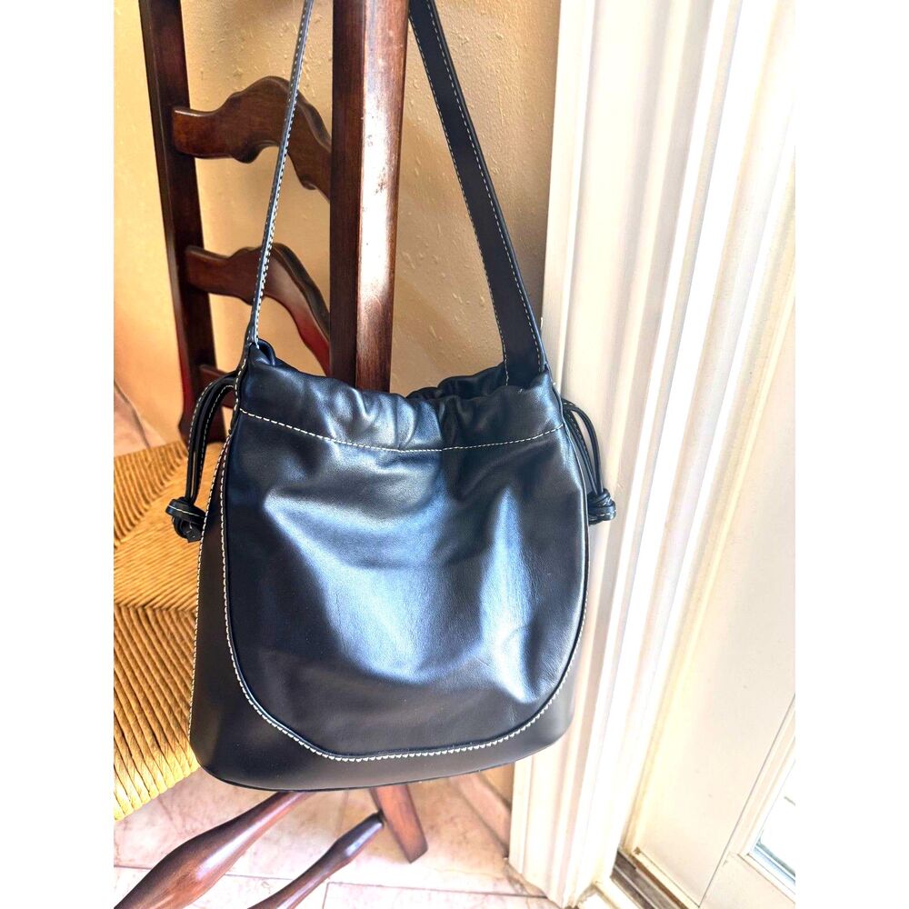 Staud Cinch Leather Drawstring Bag